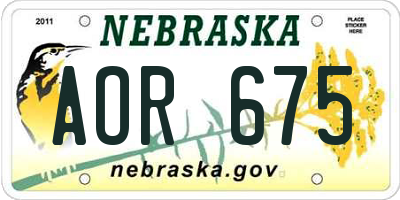 NE license plate AOR675