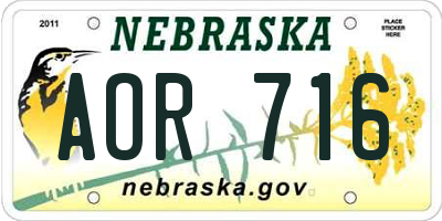 NE license plate AOR716