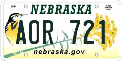 NE license plate AOR721