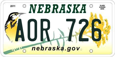 NE license plate AOR726