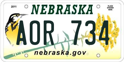 NE license plate AOR734