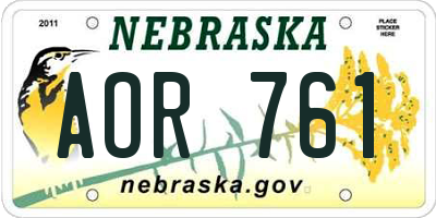 NE license plate AOR761
