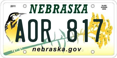 NE license plate AOR817