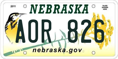 NE license plate AOR826