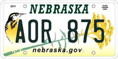 NE license plate AOR875