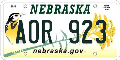 NE license plate AOR923