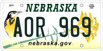 NE license plate AOR969