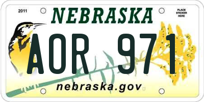 NE license plate AOR971