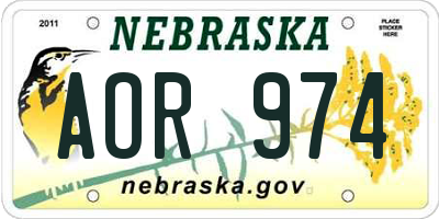 NE license plate AOR974