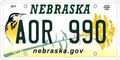 NE license plate AOR990