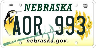 NE license plate AOR993