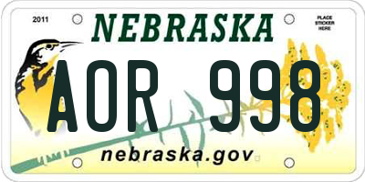 NE license plate AOR998