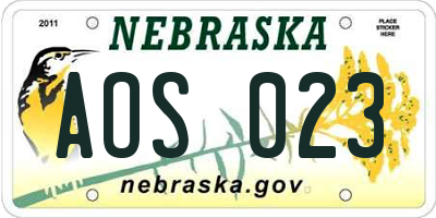 NE license plate AOS023