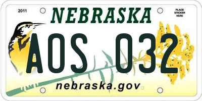 NE license plate AOS032