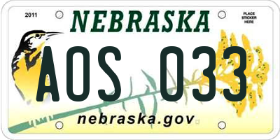 NE license plate AOS033