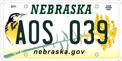 NE license plate AOS039