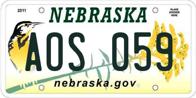 NE license plate AOS059