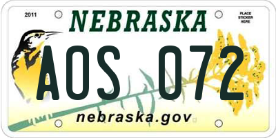 NE license plate AOS072