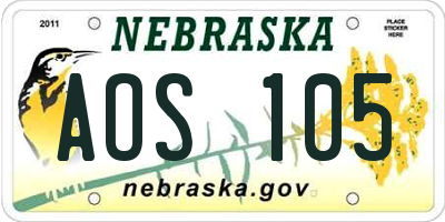 NE license plate AOS105