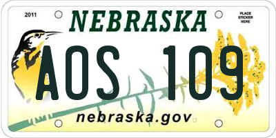 NE license plate AOS109