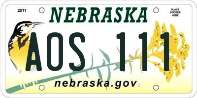 NE license plate AOS111