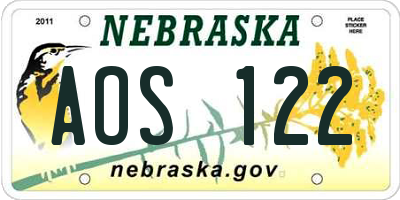 NE license plate AOS122