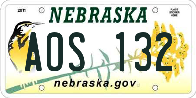 NE license plate AOS132