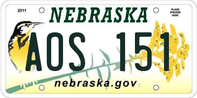 NE license plate AOS151