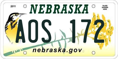 NE license plate AOS172