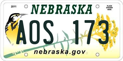 NE license plate AOS173
