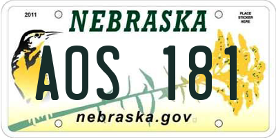 NE license plate AOS181