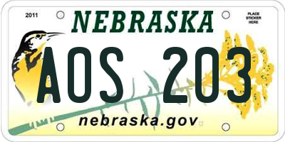 NE license plate AOS203