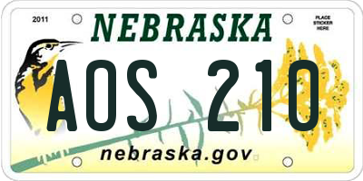 NE license plate AOS210