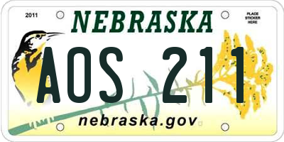 NE license plate AOS211