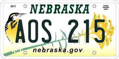 NE license plate AOS215