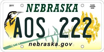 NE license plate AOS222