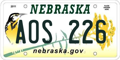 NE license plate AOS226