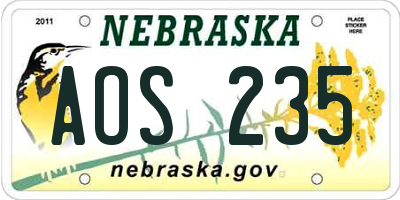 NE license plate AOS235