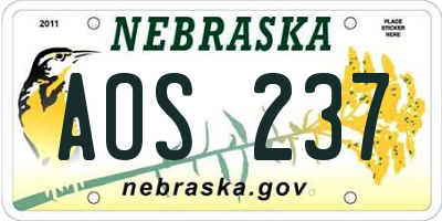 NE license plate AOS237