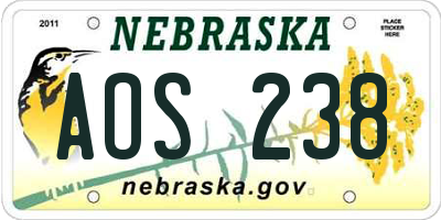NE license plate AOS238