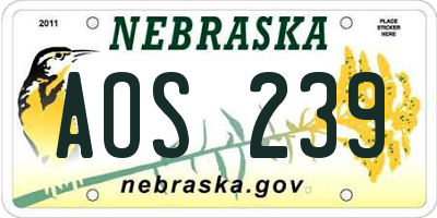 NE license plate AOS239