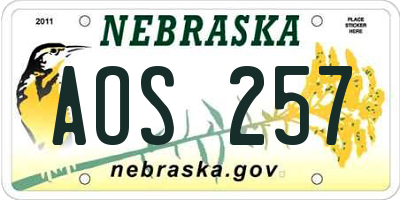 NE license plate AOS257