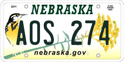 NE license plate AOS274