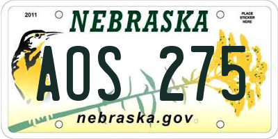 NE license plate AOS275