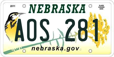 NE license plate AOS281