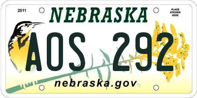 NE license plate AOS292