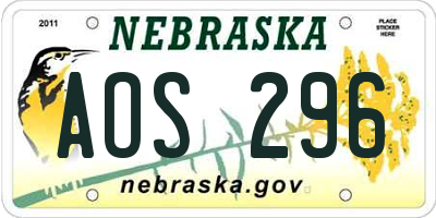 NE license plate AOS296
