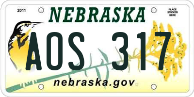 NE license plate AOS317