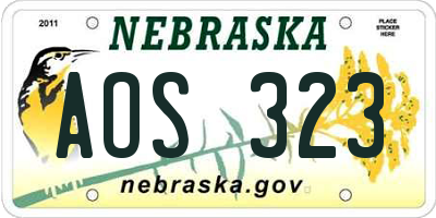 NE license plate AOS323