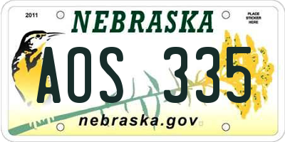 NE license plate AOS335